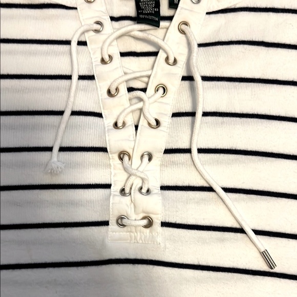 Lauren Ralph Lauren Women's Striped Top - White and Black - Picture 3 of 6
